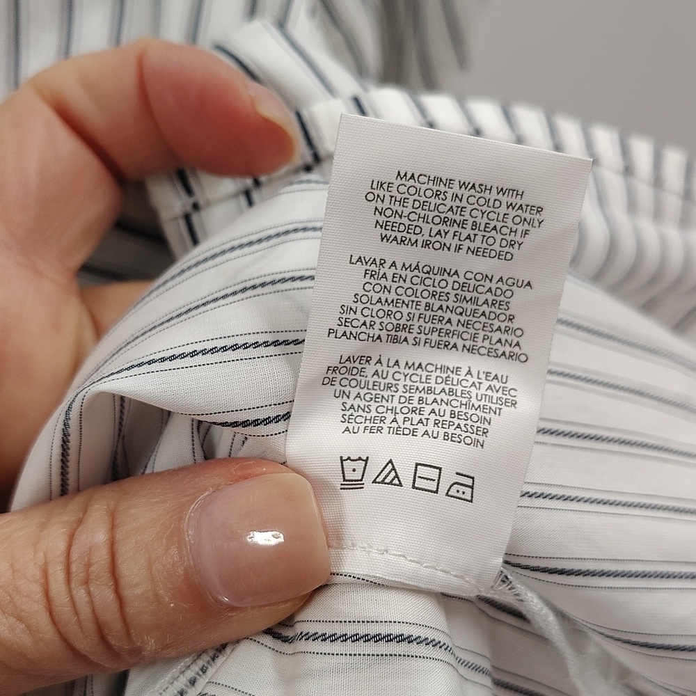 CABI Linear Button Up Blouse 4530 White with Black Stripes Size S - Picture 8 of 9